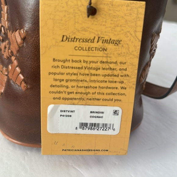 NWT Patricia Nash Brindisi Bucket Leather Bag Crossbody Purse Cognac Distressed - Picture 15 of 15